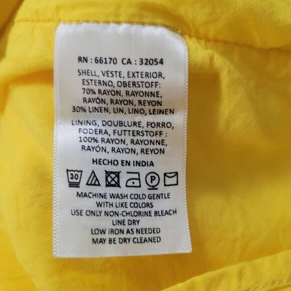 Anthropologie Maeve Yellow White Pineapple Midi Dress Sz 6 Rayon Linen Vacation - Picture 8 of 11